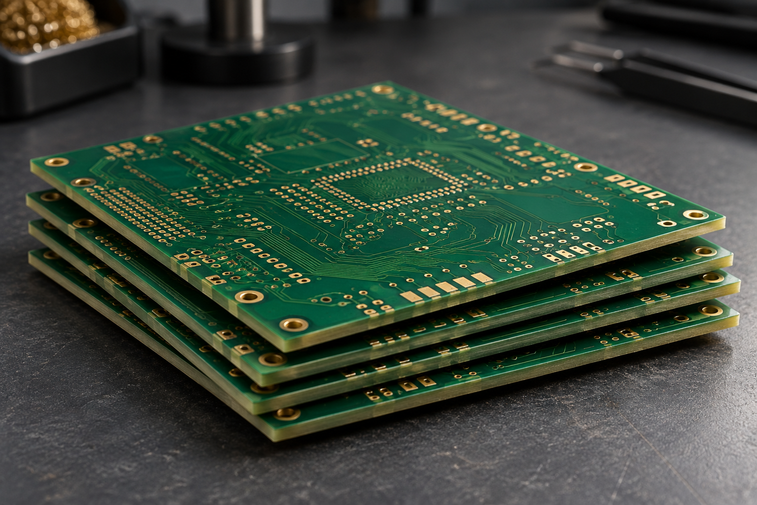 Stacked electronic circuit boards